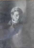 tableau Gentilhomme  Robert-Fleury  autoportrait,portrait  crayon papier 19e sicle
