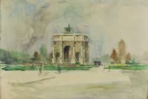 tableau Arc de triomphe  Laudy Jean monument,paysage,ville  aquarelle papier 