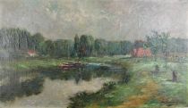 tableau Le Canal Verschaffelt Edouard paysage  huile toile 1re moiti 20e sicle