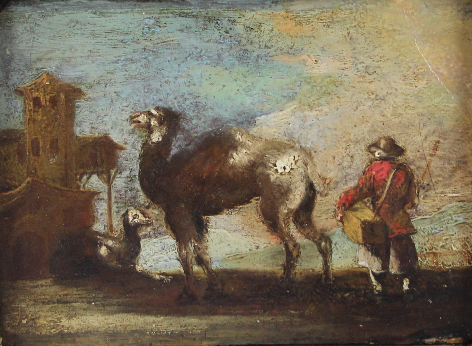 tableau Le Chamelier    animaux,personnage,scne de genre  huile autre 19e sicle