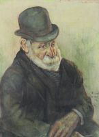 tableau L'homme au chapeau Friadt  portrait  aquarelle papier 1re moiti 20e sicle