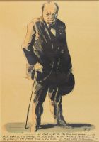 tableau Winston Churchill   personnage  estampe papier 2ième moitié 20e siècle
