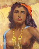 tableau La belle gitane  Weiss M orientaliste,personnage,portrait  huile toile 