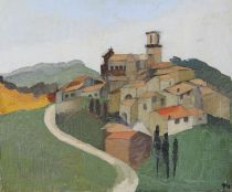 tableau Fuveau (Aix en Provence)   paysage,village  huile toile 2ième moitié 20e siècle