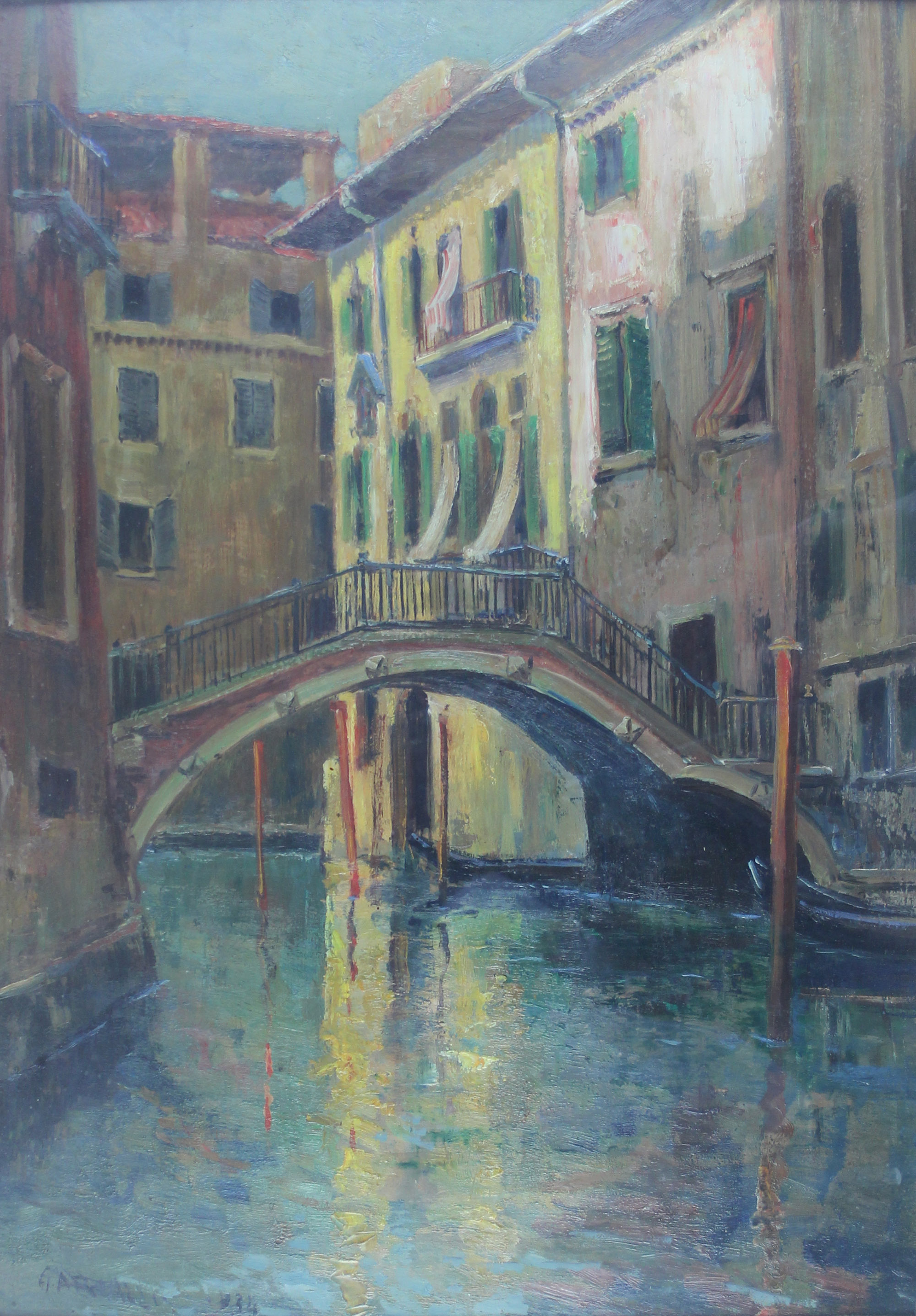 tableau Canal  Venise Gariazzo Piero A. paysage,paysage marin,ville  huile panneau 1re moiti 20e sicle