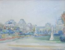 tableau Le parc   architecture,paysage,ville  aquarelle toile 1ère moitié 20e siècle