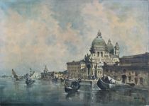 tableau Venise Riva Giovanni  marine,paysage,paysage marin,ville  huile toile 