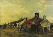 tableau Cours de Ferme Apol Armand scène rurale  huile toile 1ère moitié 20e siècle