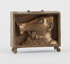 sculpture Le cochon surréaliste CHASSE-POT  (RANCILLAC) Jean-Jules animaux  bronze  2ième moitié 20e siècle