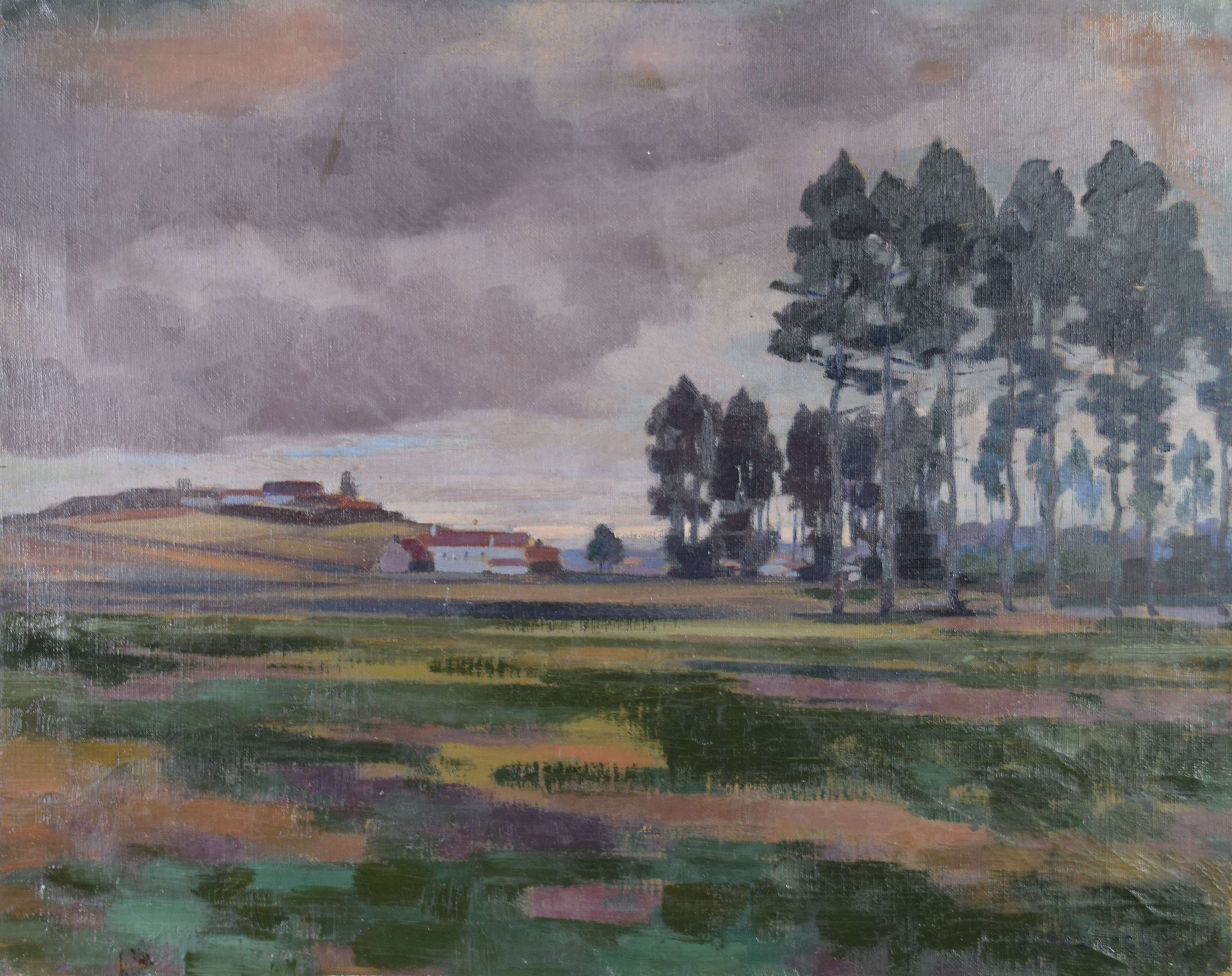 tableau Avant l'orage Verhaeghe Joseph paysage  huile toile 1ère moitié 20e siècle