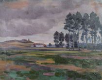 tableau Avant l'orage Verhaeghe Joseph paysage  huile toile 1ère moitié 20e siècle
