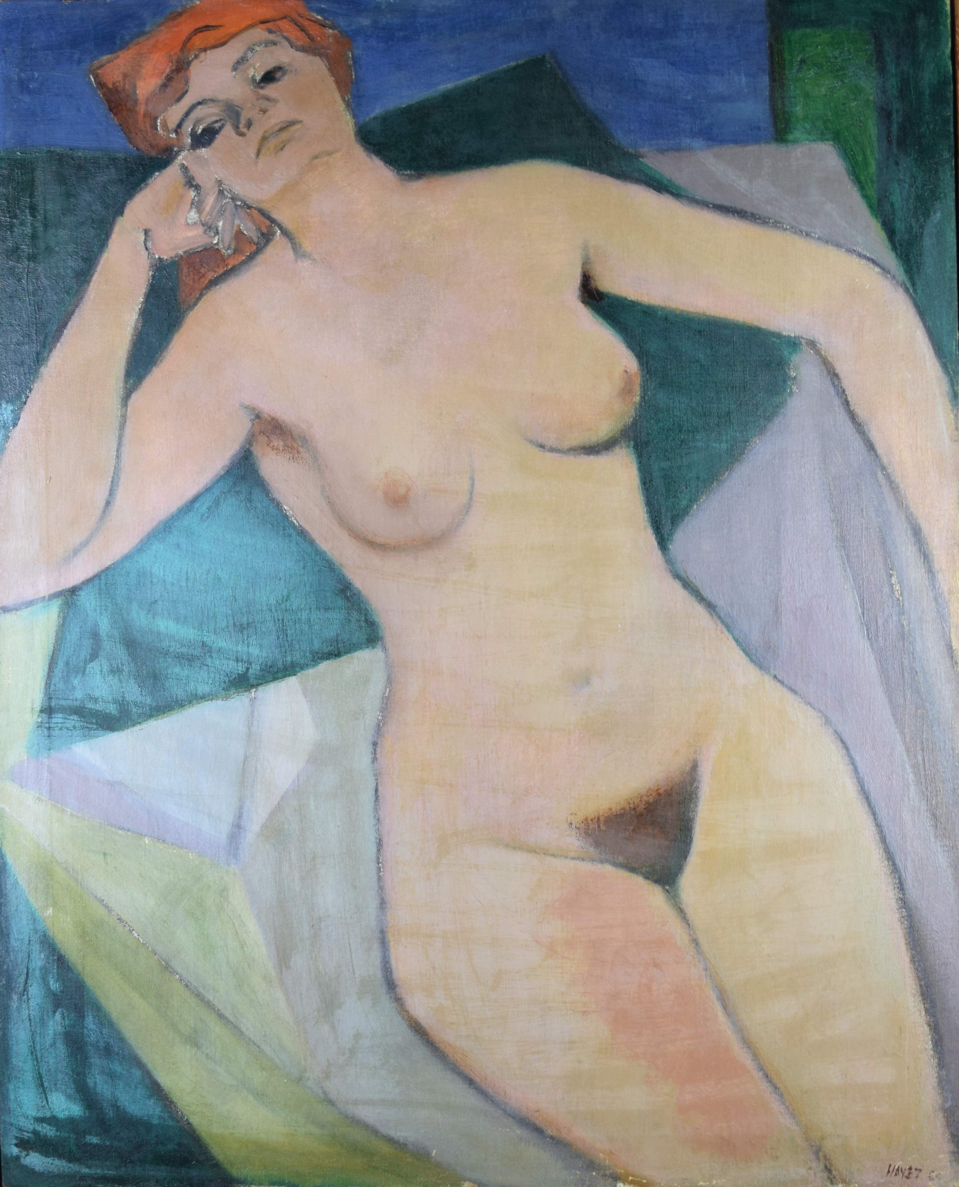 tableau La belle rousse    nu,personnage  huile toile 2ième moitié 20e siècle