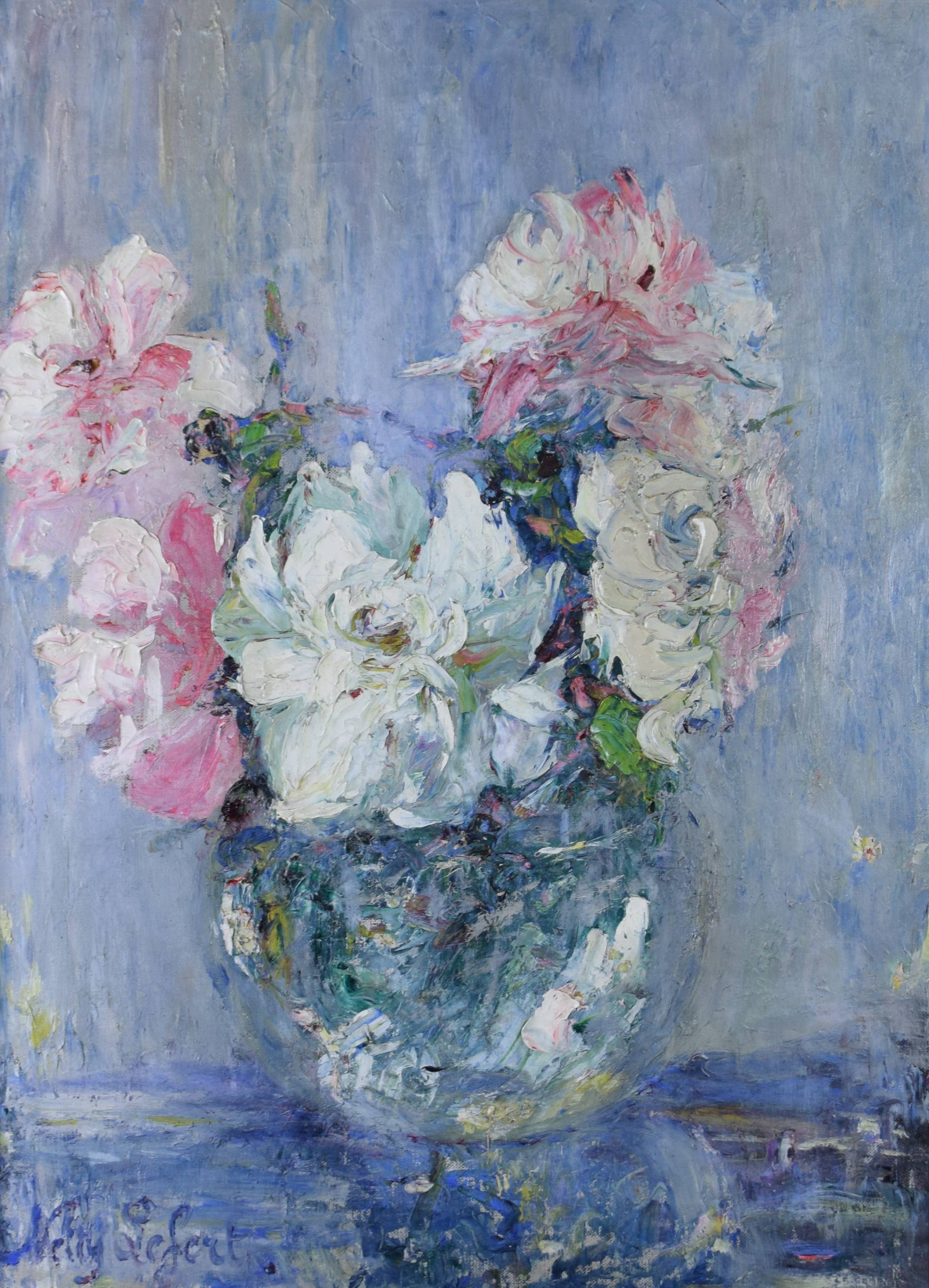 tableau Les roses Lefert Nelly fleurs,nature morte  huile toile 1ère moitié 20e siècle