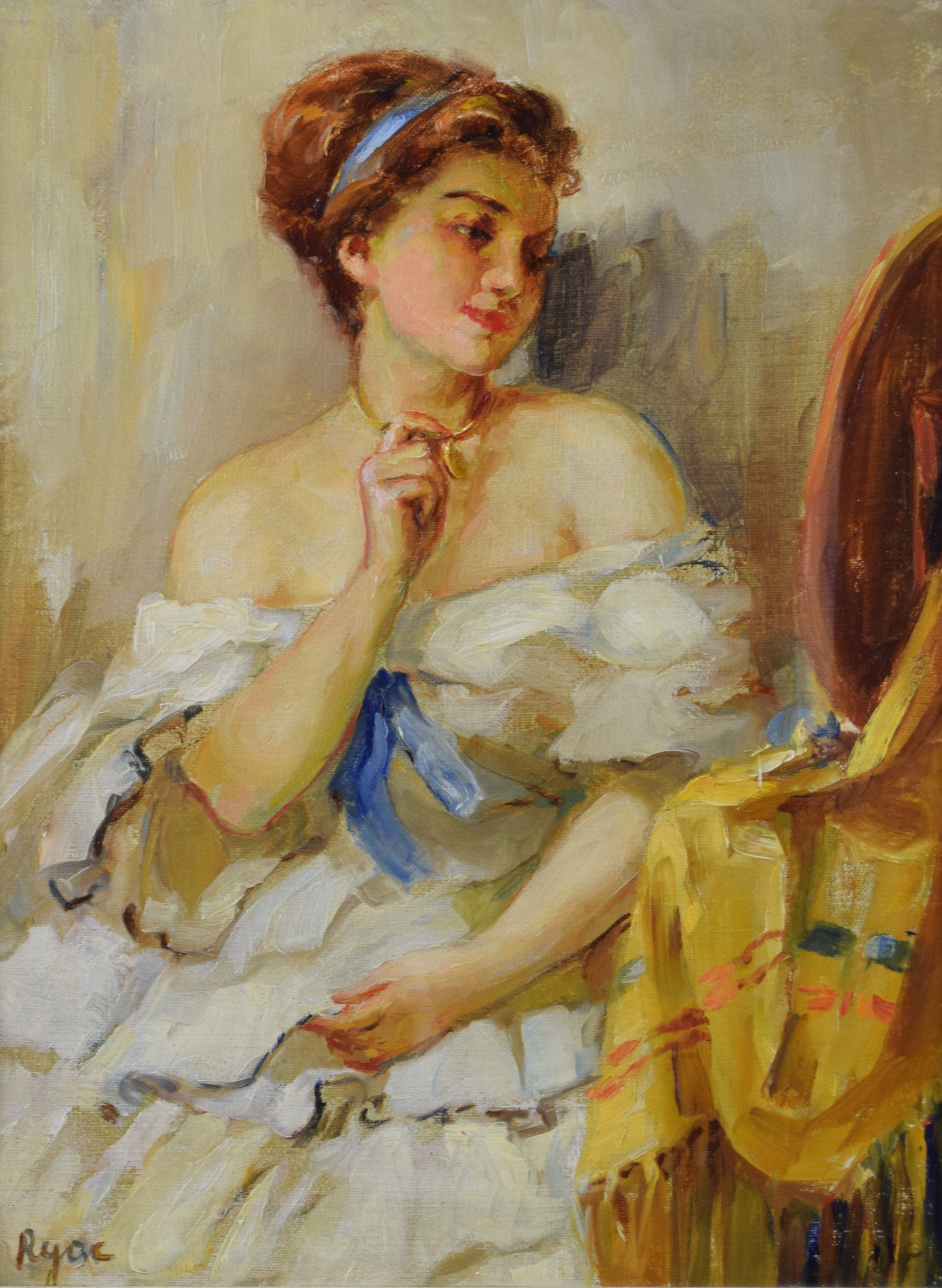 tableau L'élégante   personnage  huile toile 2ième moitié 20e siècle