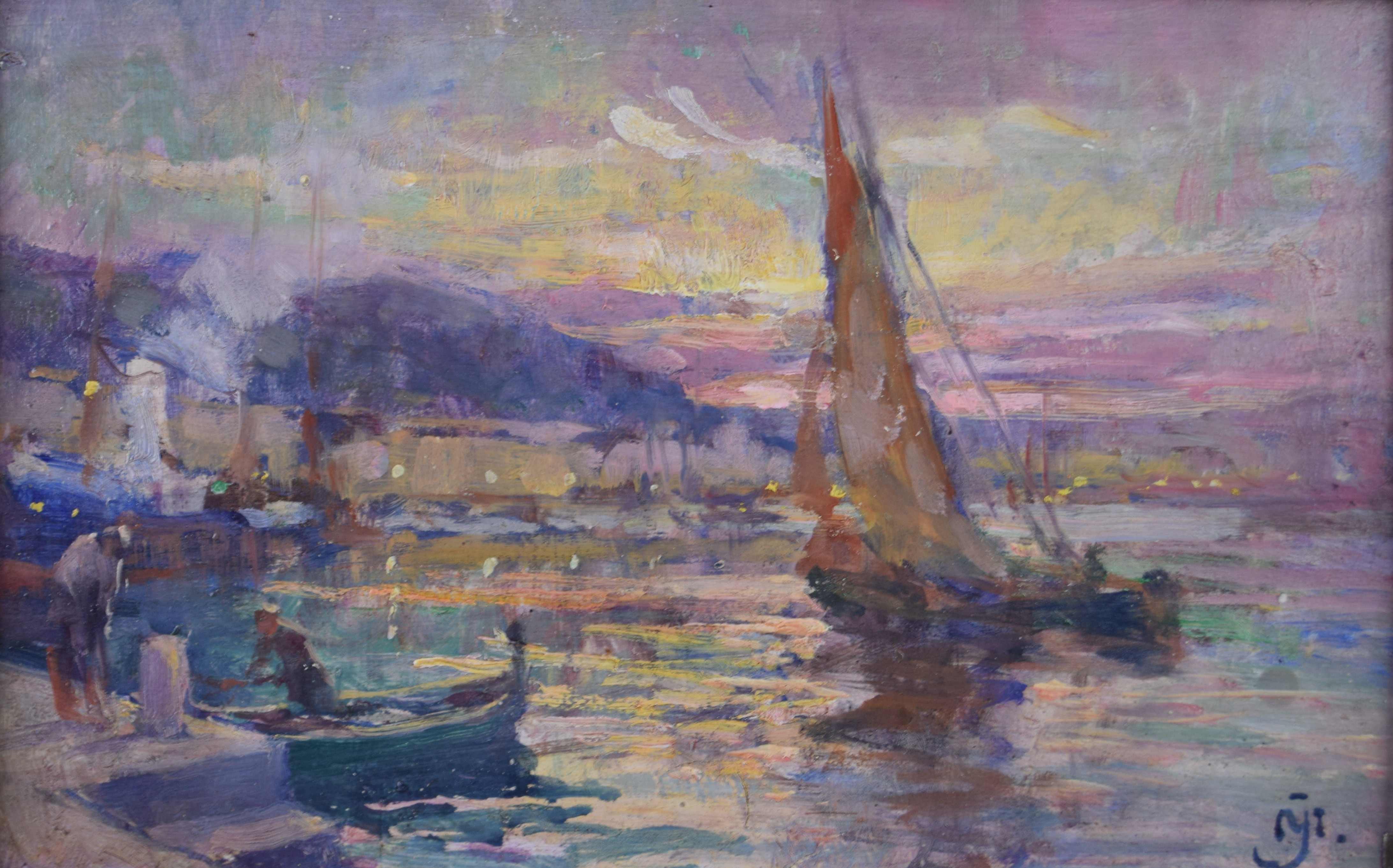 tableau Le port de Nice Madyol Jacques marine,ville  huile panneau 1ère moitié 20e siècle