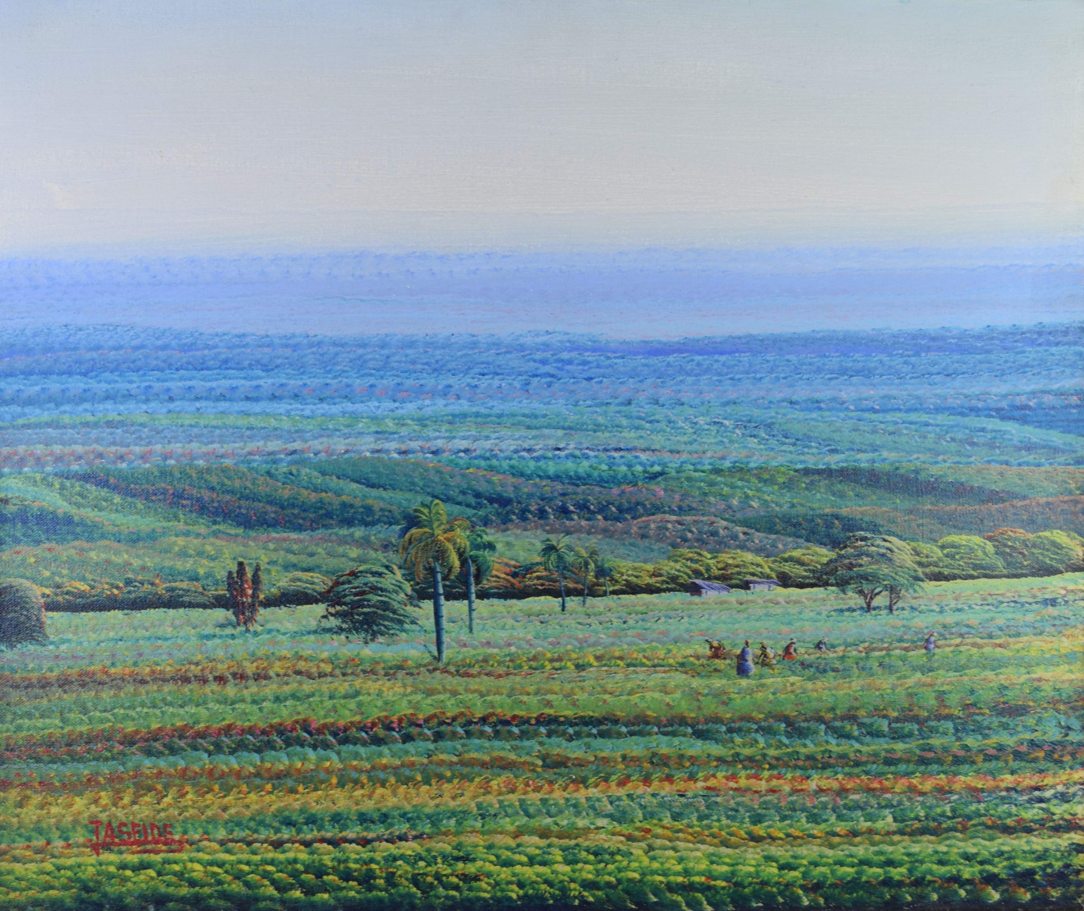 tableau Paysage animé de Haïti  Seide Jean Adrien paysage,personnage  huile toile 2ième moitié 20e siècle