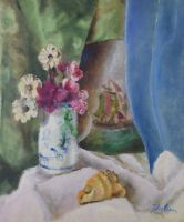 tableau nature morte au coquillage Capron (Van Damme) Julia nature morte  huile toile 2ième moitié 20e siècle