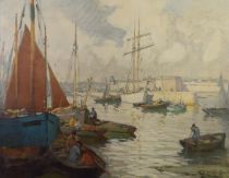 tableau Saint Malo Morchain Paul marine  huile papier 1ère moitié 20e siècle