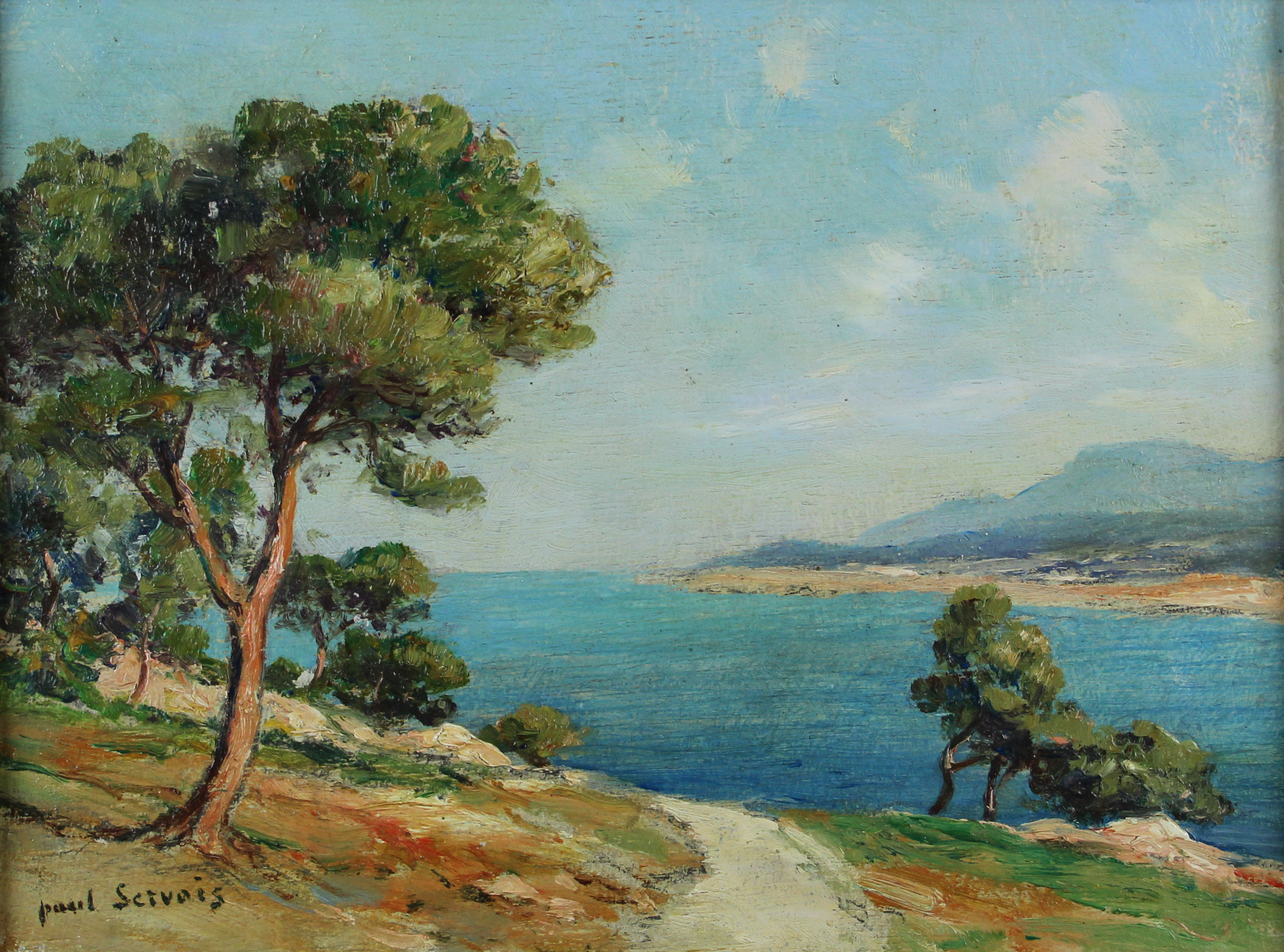 tableau Au environ de toulon Sevais Paul marine,paysage marin  huile panneau 1ère moitié 20e siècle