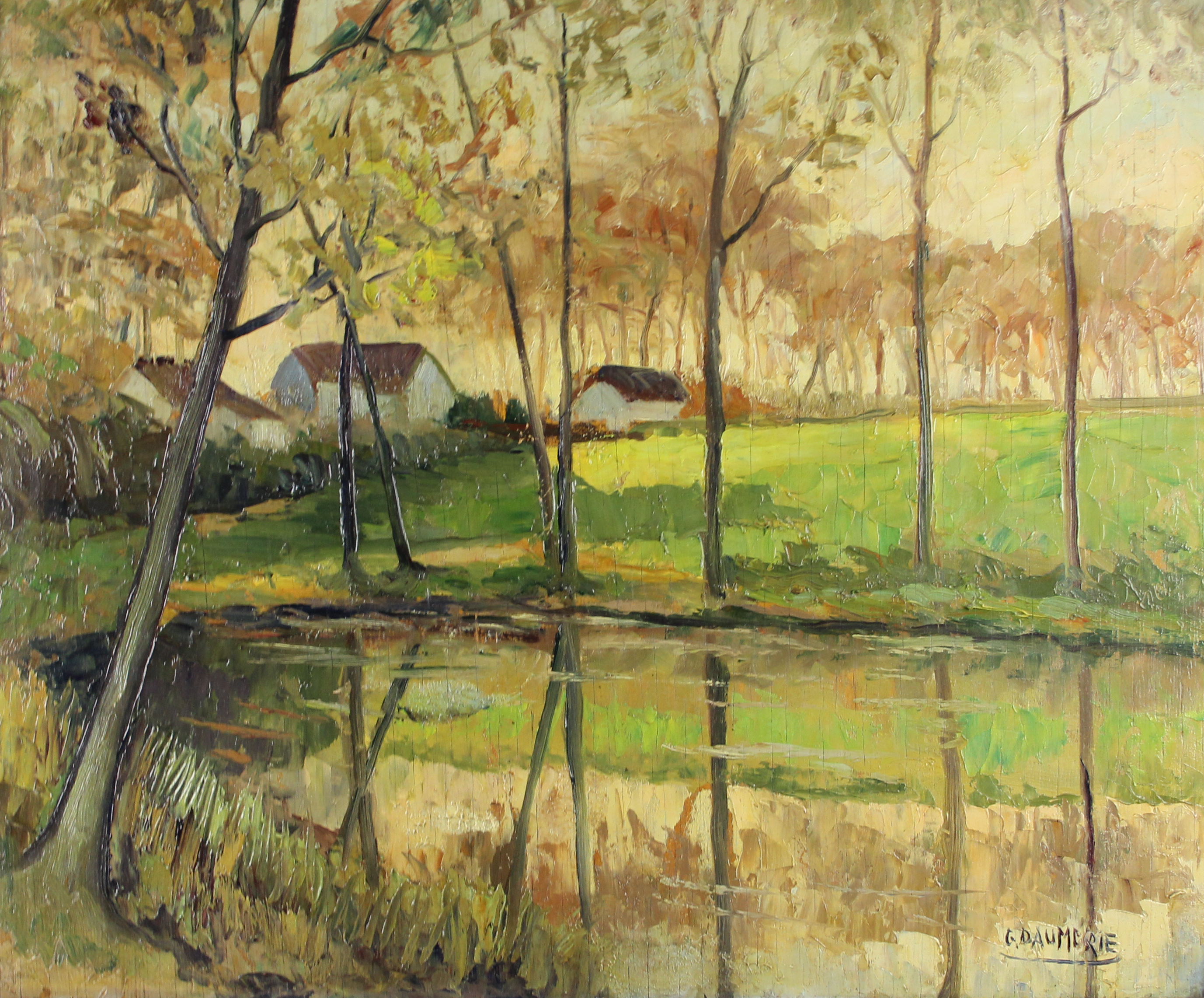 tableau Paysage Brabançon   Daumerie Georges paysage  huile  1ère moitié 20e siècle