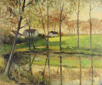 tableau Paysage Brabançon   Daumerie Georges paysage  huile  1ère moitié 20e siècle