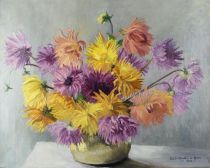 tableau Le bouquet De Menten De Horne Ghislaine fleurs,nature morte  huile toile 1ère moitié 20e siècle