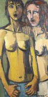 tableau Les marginaux Javaux Ginette personnage  huile toile 2ième moitié 20e siècle
