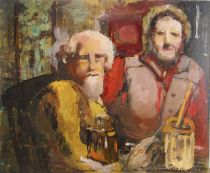 tableau Auto portrait Van Sluys Remi personnage  huile unalite 2ième moitié 20e siècle