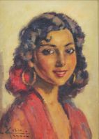 tableau La jeune fille Colin Jean personnage  huile toile 1ère moitié 20e siècle