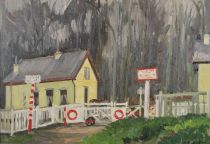 tableau Boisfort station forestière Duchêne Edmond paysage  huile carton 2ième moitié 20e siècle