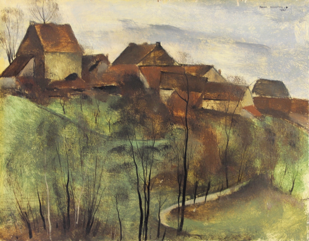 tableau Paysage d'hiver à Wauthier Braine Depooter Frans  paysage,village  huile panneau 1ère moitié 20e siècle
