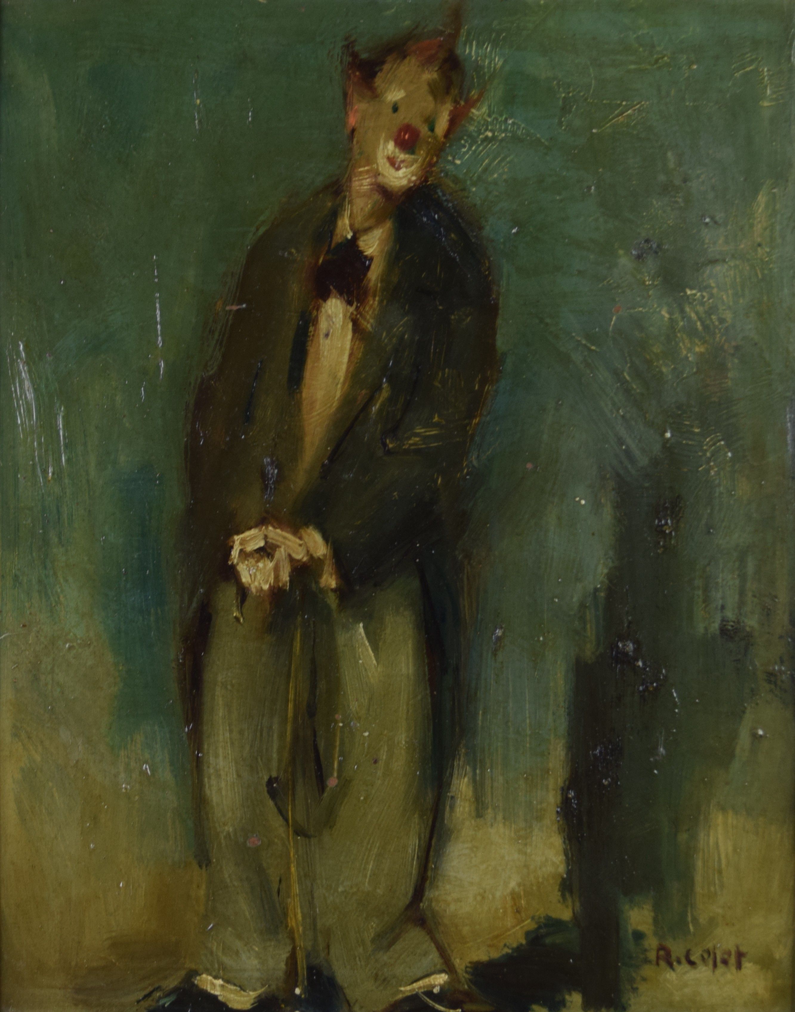 tableau Le clown Colot Robert personnage  huile panneau 1ère moitié 20e siècle