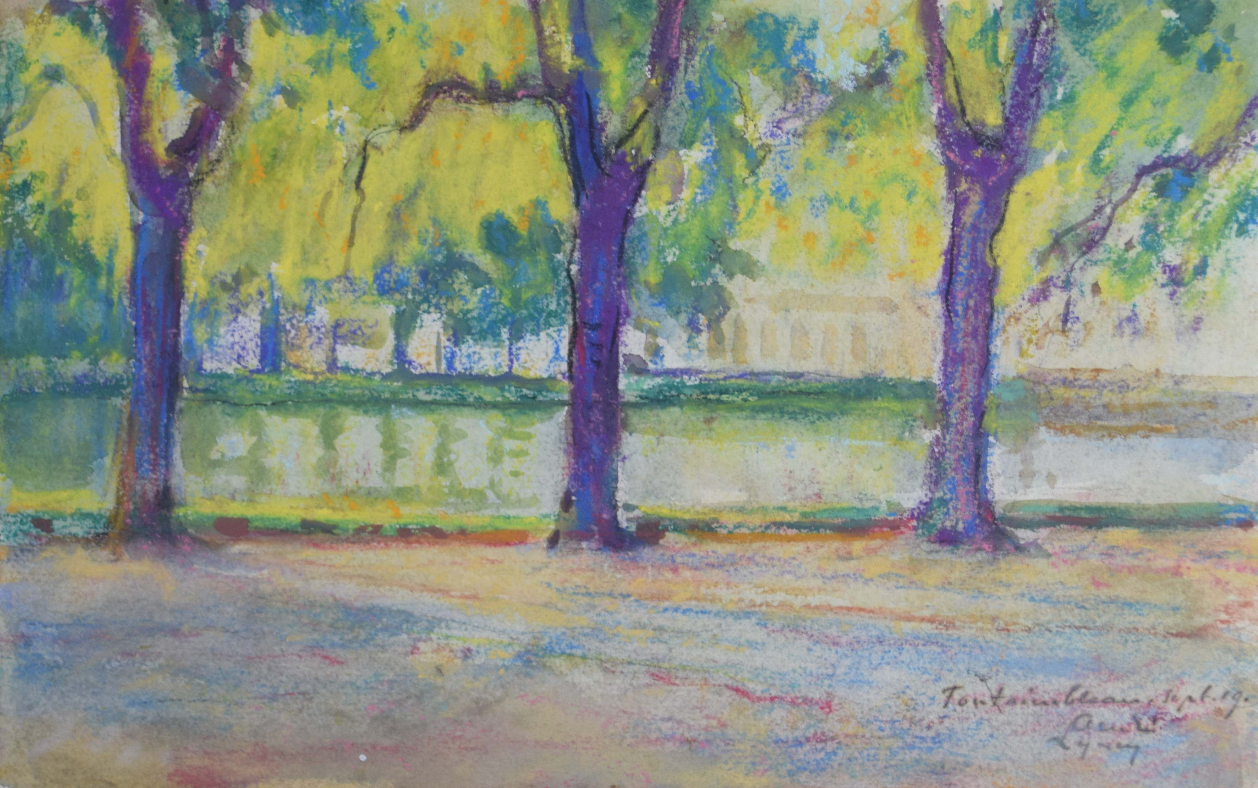 tableau Fontainebleau Lynen André   huile toile 1ère moitié 20e siècle