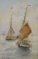 tableau Les voiliers Arden Henri marine,personnage  aquarelle papier 1ère moitié 20e siècle