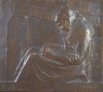 tableau L'aïeule Devreese Godefroid personnage  bronze  1ère moitié 20e siècle