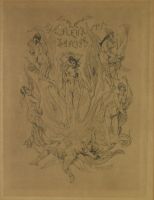 tableau La fleure lascive Rops Félicien fantastique,nu,orientaliste  estampe papier 1ère moitié 20e siècle