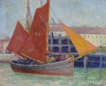 tableau Le bateau de légumes Wiggin John   huile panneau 1ère moitié 20e siècle