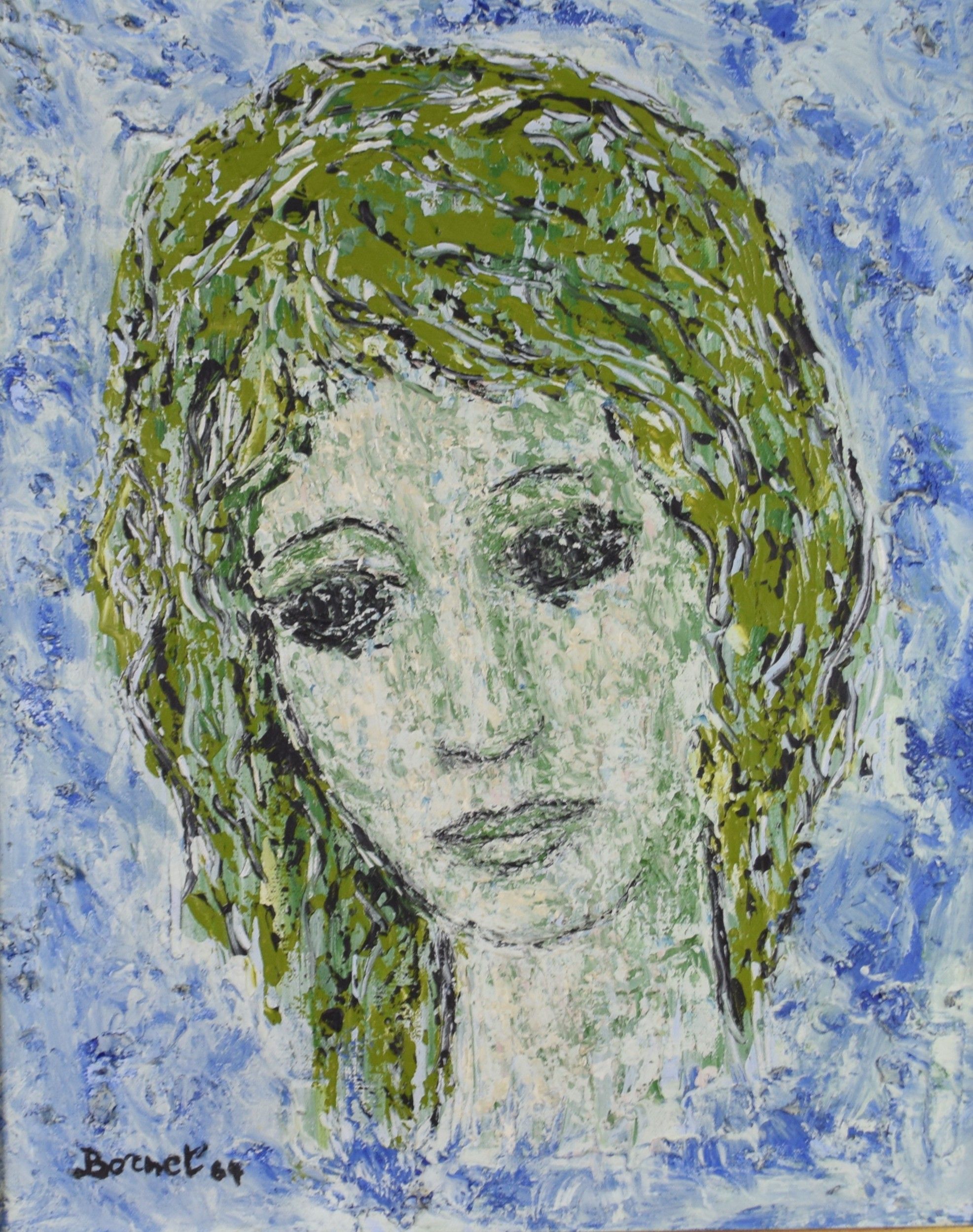 tableau Le portrait Bornet Fred personnage  huile toile 2ième moitié 20e siècle