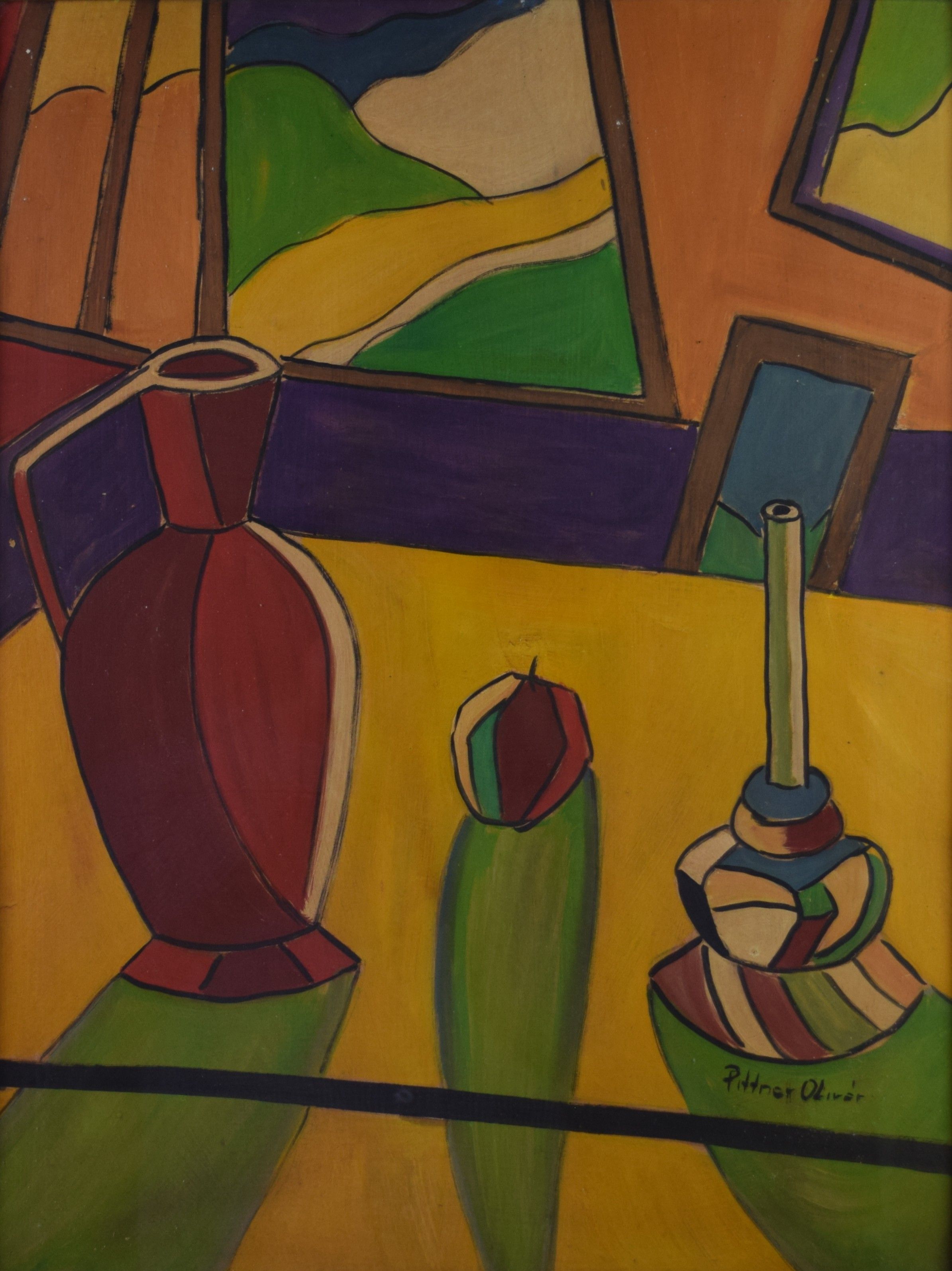 tableau Nature morte à la pomme Pittner Olivier nature morte  huile panneau 1ère moitié 20e siècle