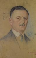 tableau L'homme à la cravatte Berlewi Henryk portrait  pastel papier 1ère moitié 20e siècle