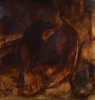 tableau Femme à Heist De Pauw René personnage  huile carton 1ère moitié 20e siècle