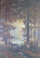 tableau Belle journée Lauters Paul paysage,personnage,scène de genre  aquarelle papier 19e siècle