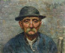 tableau Le mineur Martin Alexandre-Louis portrait  huile toile 1ère moitié 20e siècle