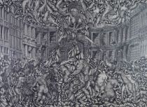 tableau Scène fantastique    fantastique  encre papier 2ième moitié 20e siècle