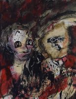 tableau Sans titre Sawincka Krystyna fantastique,moderne  mixte papier 2ième moitié 20e siècle