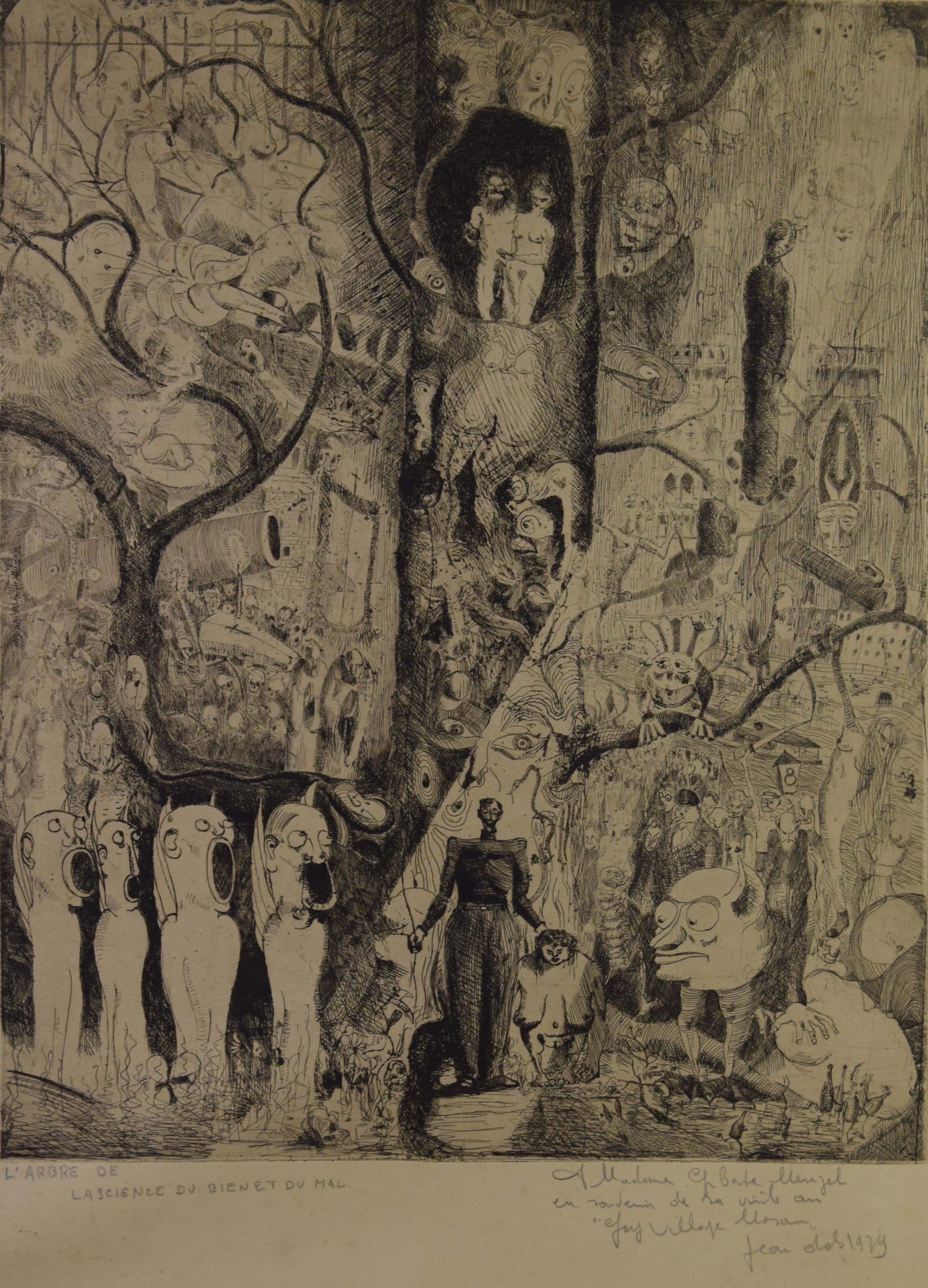 tableau L'arbre de la science du bien et du mal Dols Jean   estampe papier 1ère moitié 20e siècle