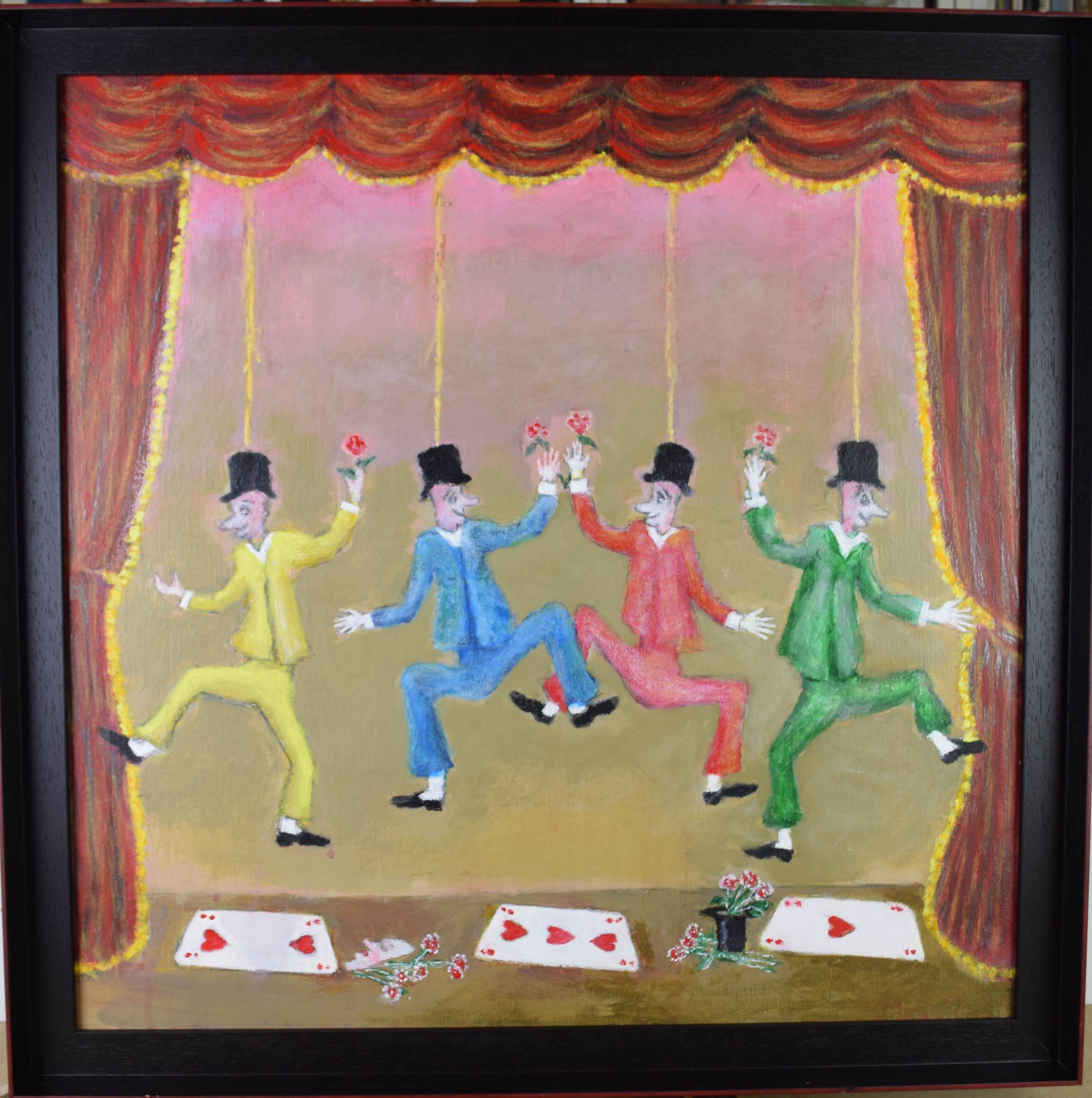 tableau Les marionnettes  Tilot Pierre personnage  huile toile 2ième moitié 20e siècle