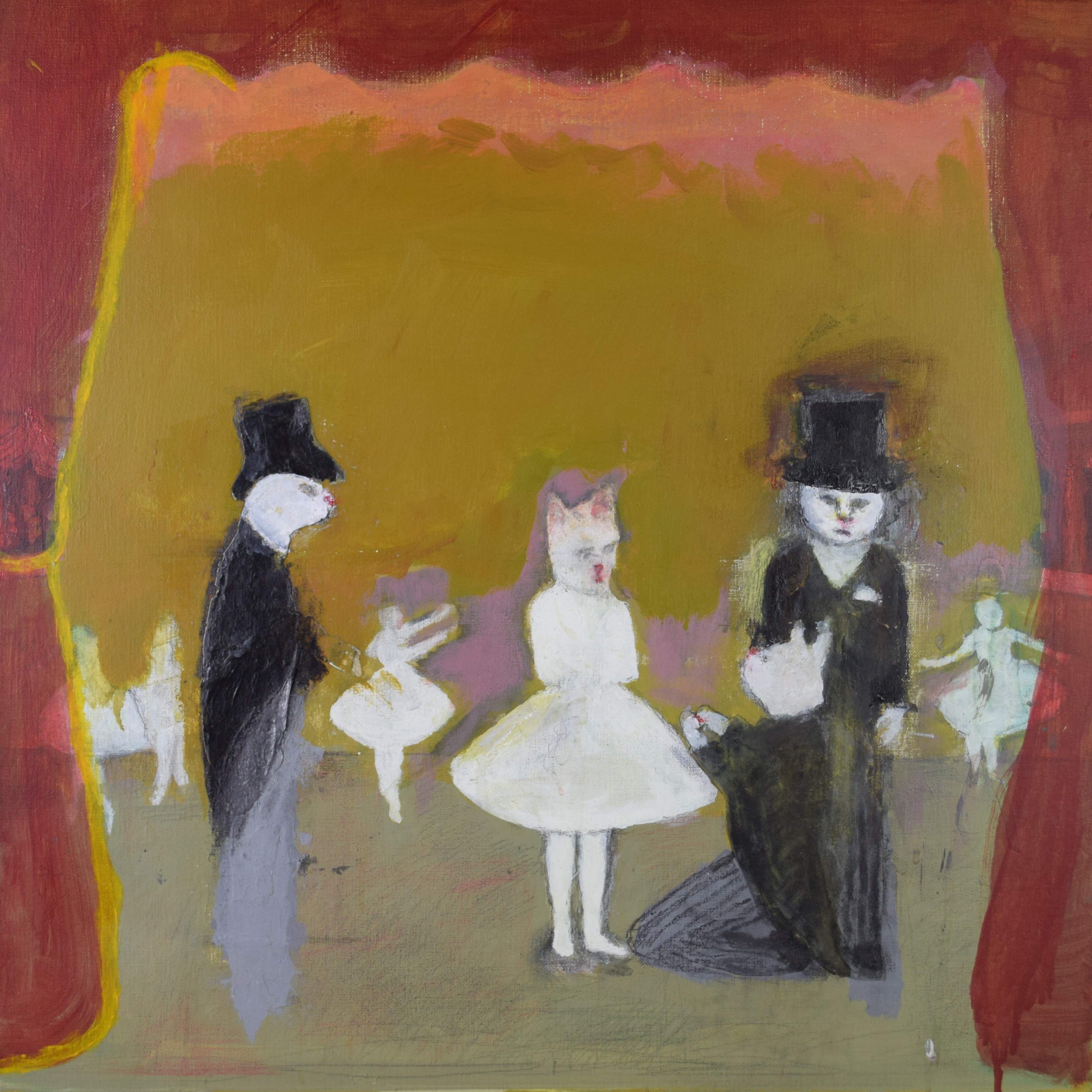 tableau Les chats à l'opéra Tilot Pierre scène d'intérieur  huile toile 2ième moitié 20e siècle
