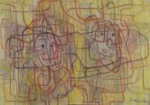 tableau Sans titre Greisch Roger Emile abstrait,mode,personnage,moderne  pastel papier 2ième moitié 20e siècle