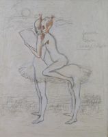 tableau A califourchon  Tilot Pierre animaux,fantastique,humoristique  huile toile 2ième moitié 20e siècle